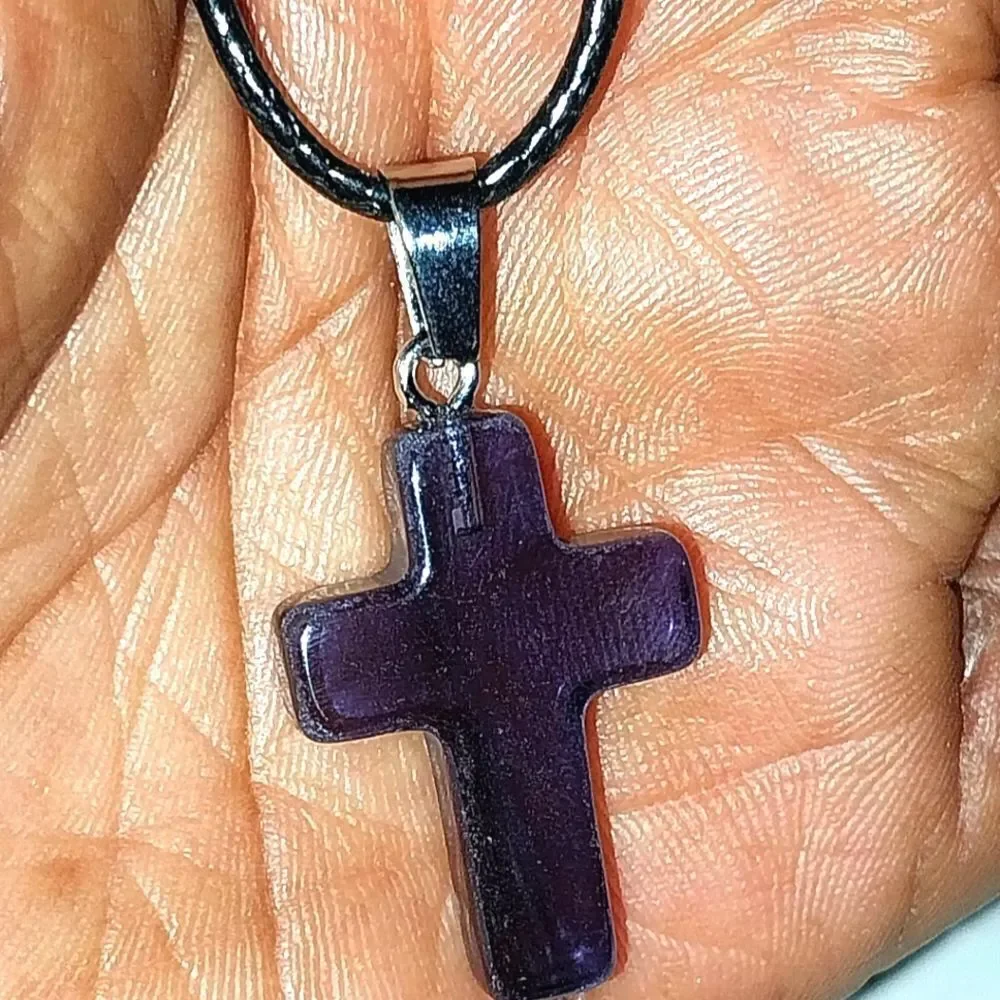 Purple Cross Pendant Necklace
